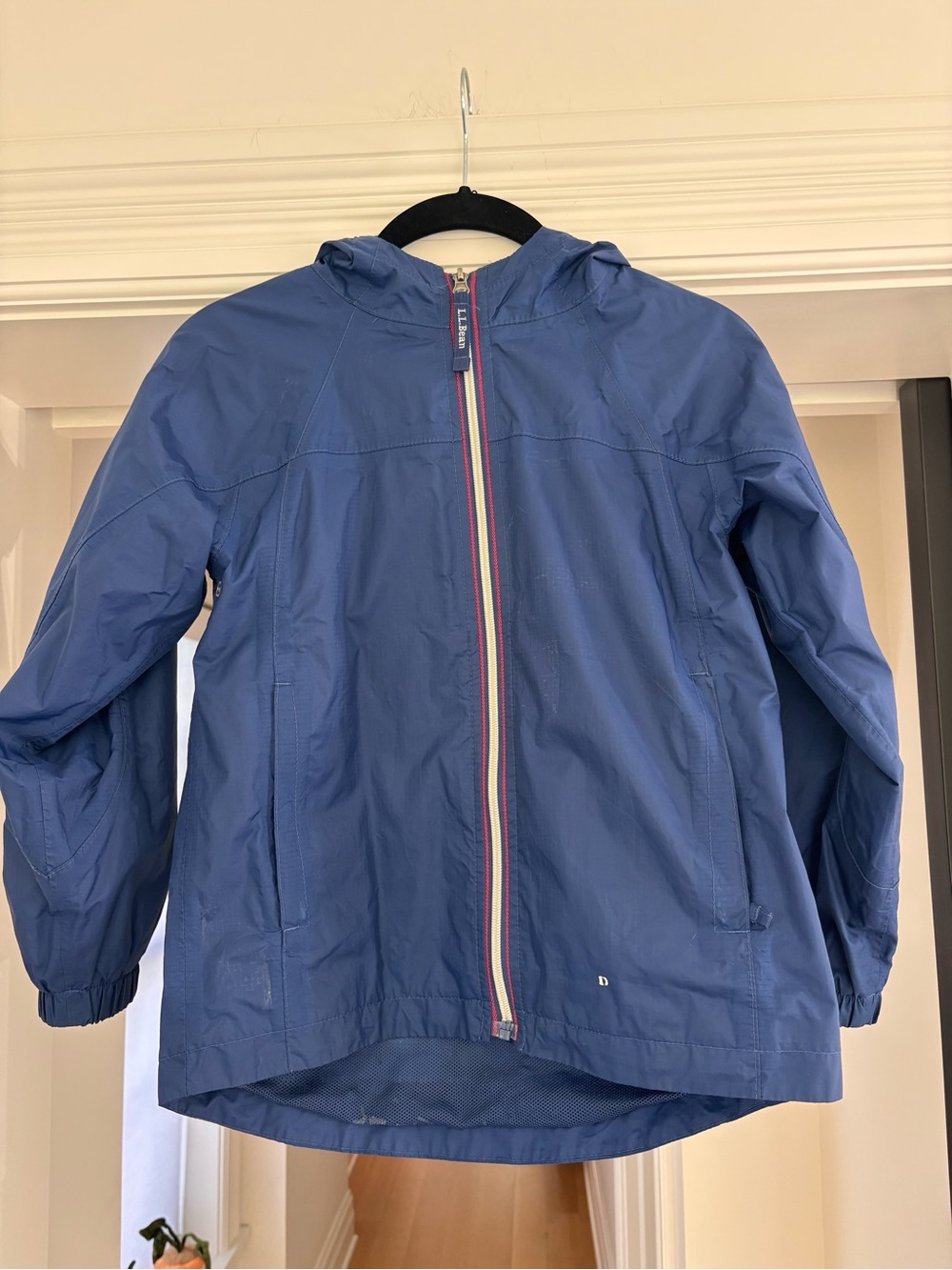 L.L. Bean Boys Blue Hooded Rain Jacket - Size 8